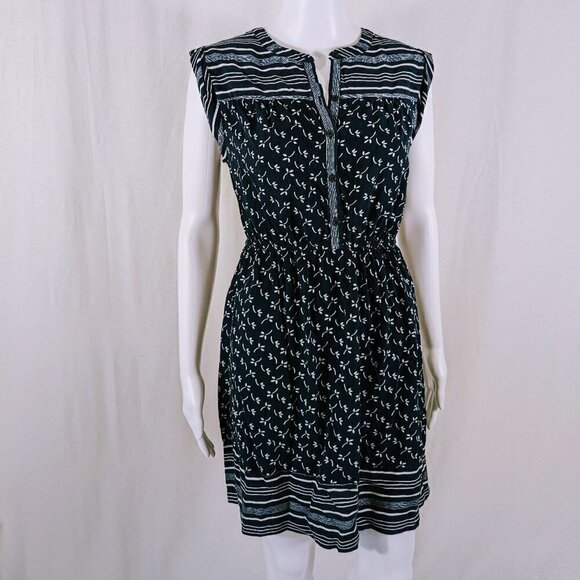 Loft Outlet Navy and White Floral Striped Dress Women's Size Small Petite SP - Picture 1 of 5